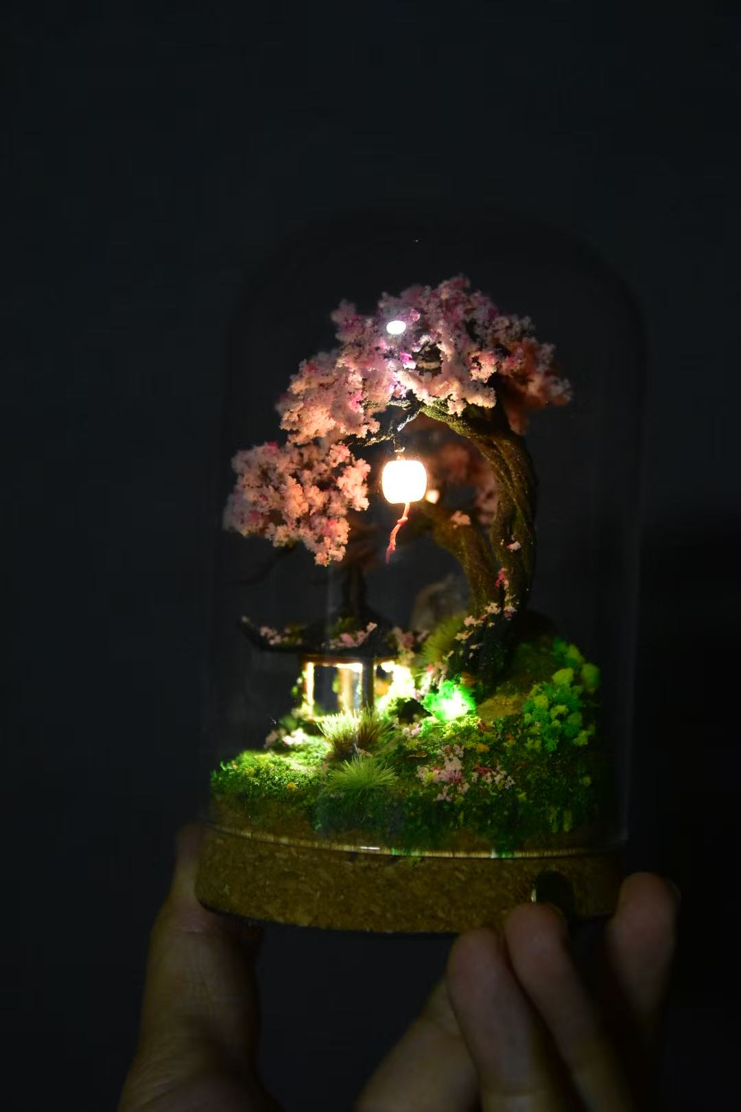 Cherry Blossoms and Pavilion--Miniature- Handcrafted miniature art collection | Unplanned Ink
